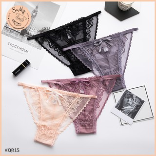 Quần lót nữ HUMYHAPO quần lót ren xuyên thấu cạp dây phối nơ size M L