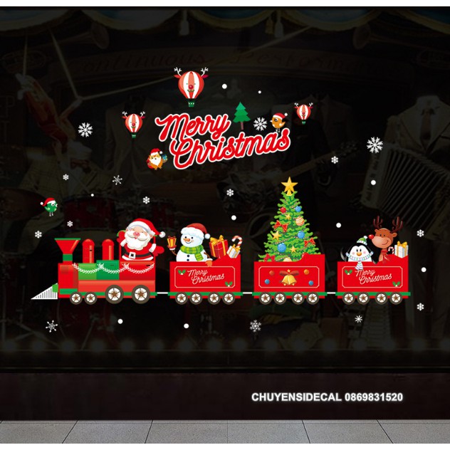 Decal trang trí tường Noel - Đoàn Tàu Noel Sắc Màu Mới