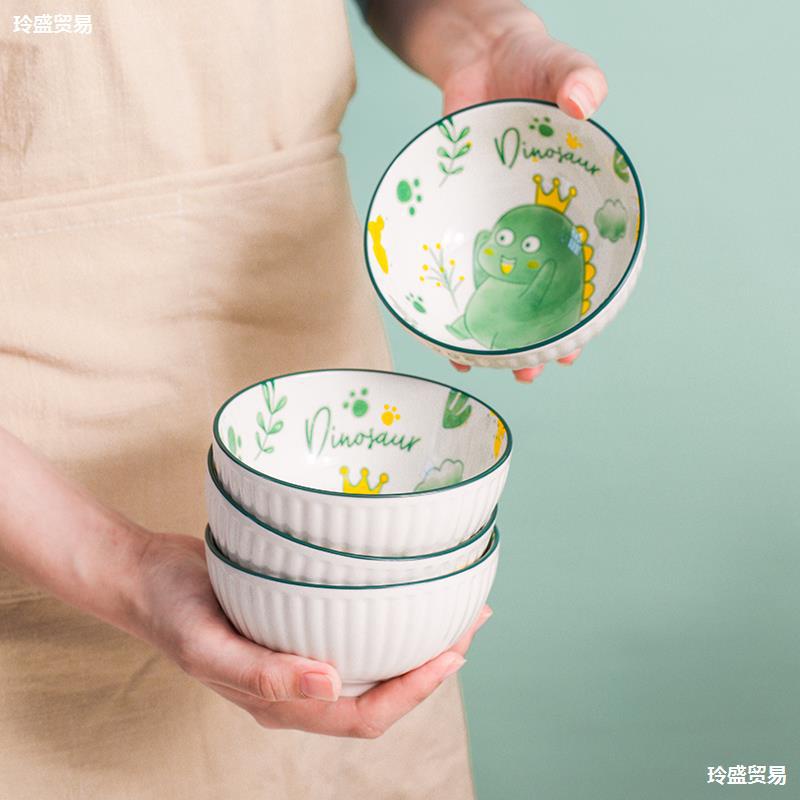 Chén Bát Ăn Cơm Gốm Sứ Gia Đình Decor Hoạt Hình Dễ Thương Chịu Nhiệt Cao