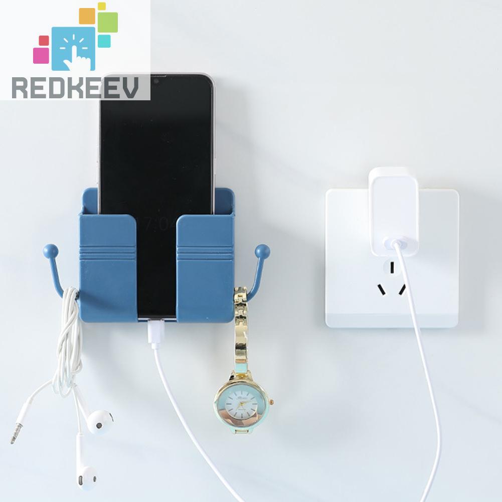 Giá giữ điện thoại giắc cắm điện điều khiển từ xa dán tường tự dính bằng nhựa gọn gàng tiện lợi