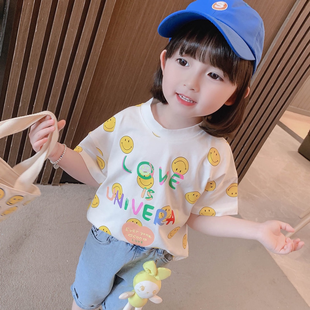 Áo Thun Cotton Nguyên Chất Tay Lỡ Dáng Dài Thời Trang Dành Cho Bé Gái 2022