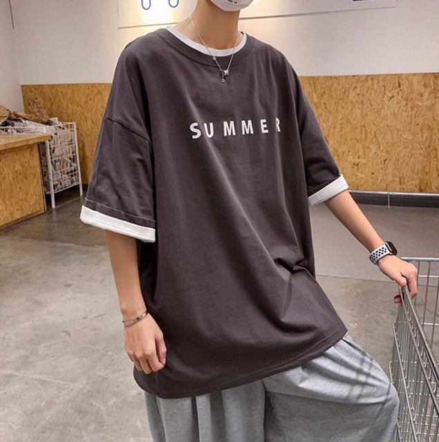 Áo thun tay lỡ form rộng thêu họa tiết SUMMER - Unisex nam nữ đều mặc được