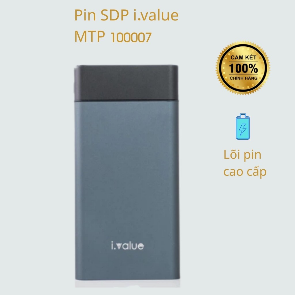 Pin sạc dự phòng Li- polymer 10000mAh ivalue MTP100007 Xám đen, Bạc