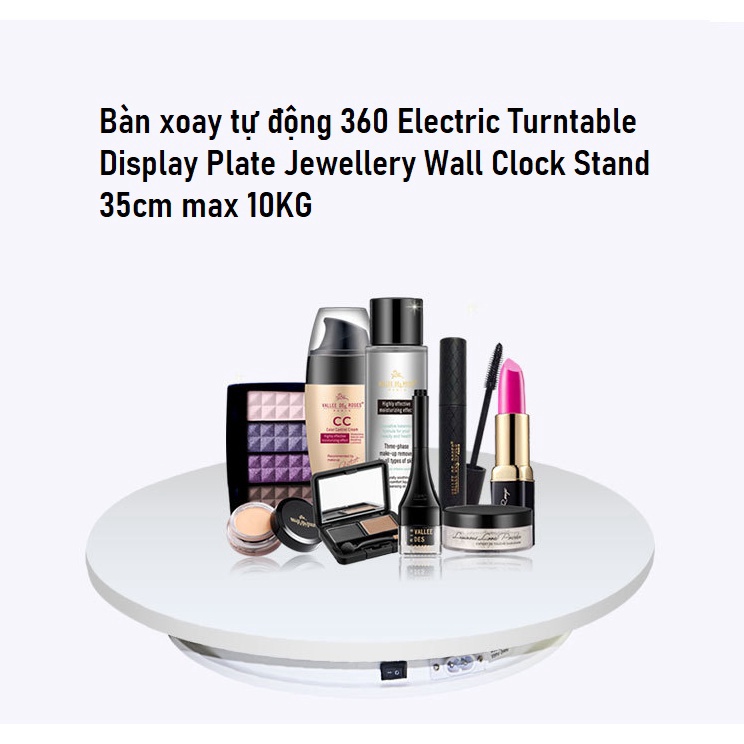 🆕 Bàn xoay tự động 360 Electric Turntable Display Plate Jewellery Wall Clock Stand 35cm max 10KG
