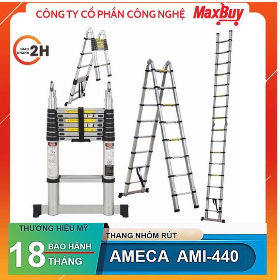 Thang Nhôm Rút Xếp Đôi Đa Năng 7 Bậc Ameca AMI-440 thương hiệu Mỹ, bảo hành chính hãng 18 tháng