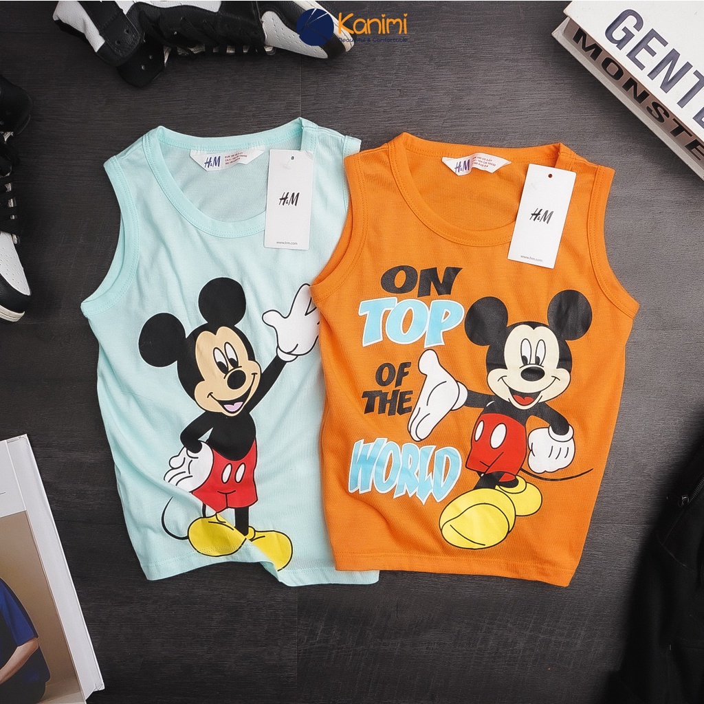 Áo thun ba lỗ bé trai HM chất cotton mềm in hình chó cứu hộ size nhí 14-30kg