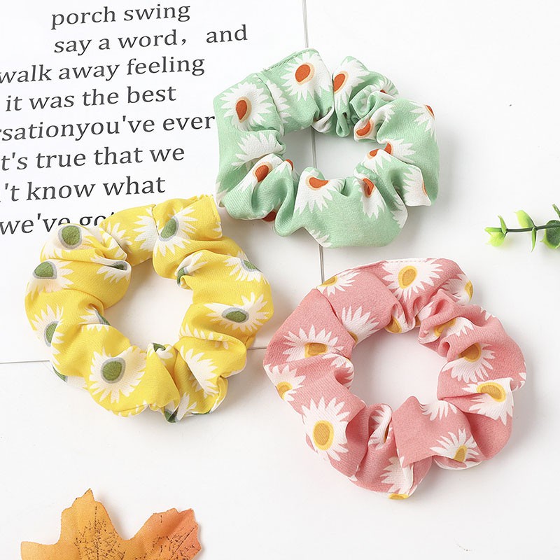 Dây thun buộc tóc họa tiết hoa cúc xinh xắn dành cho nữ