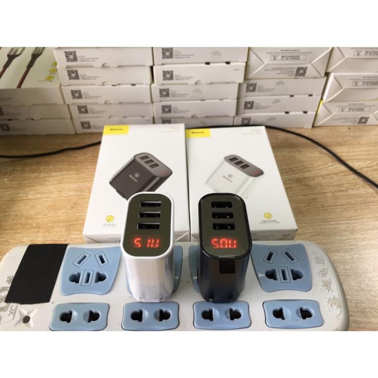 CỦ SẠC NHANH 3 CỔNG | Baseus CCAL AH01 và AH02 | Chất Liệu ABS-PC Chống Va Đập | Có Đèn Led | 35001
