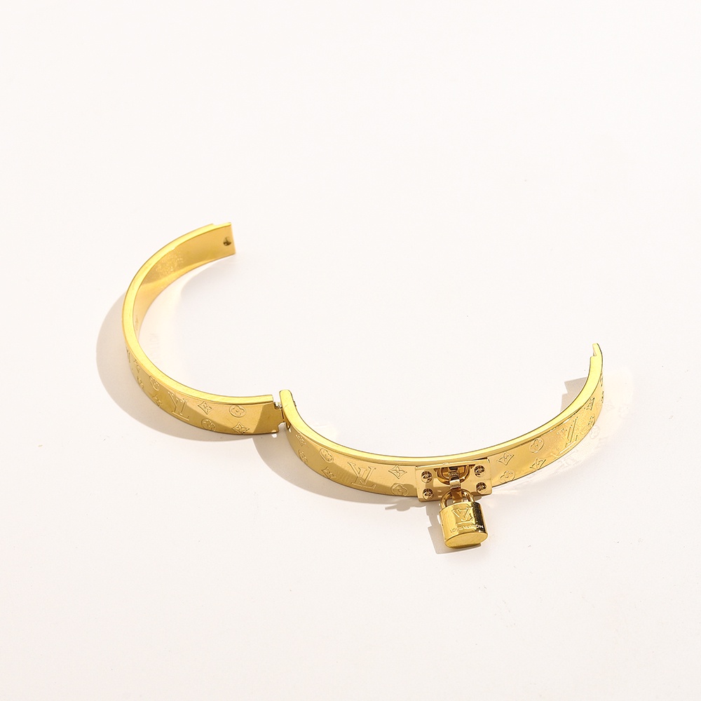 LOUIS VUITTON Vòng Đeo Tay Bằng Thép Titan Họa Tiết Chữ LV Sang Trọng