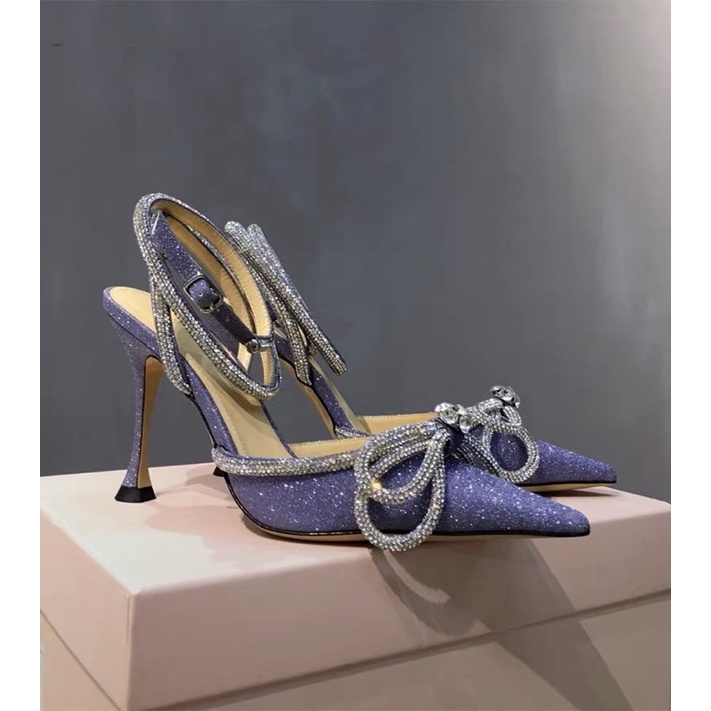 Order 🌸 Giày KOREA dây đá cổ chân nơ nhũ mũi nhọn 6cm 9cm34-40