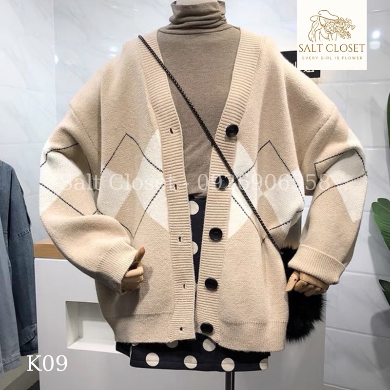 Áo cardigan nữ hoạ tiết caro chất liệu len - K09 | BigBuy360 - bigbuy360.vn