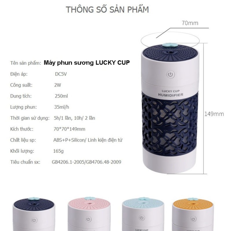 Máy Khuếch Tán Tinh Dầu LUCKY CUP 250ml  Máy Khuếch Tán Tinh Dầu, phong cách thời trang, hiện đại, tạo độ ẩm, khử mùi