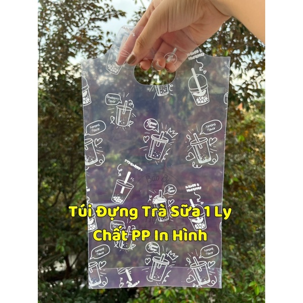 Túi Đựng 1 Ly Trà Sữa In Hình Cute (Giao Hình In Ngẫu Nhiên)