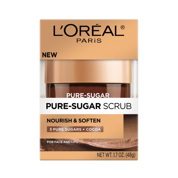 [ CHÍNH HÃNG ] Tẩy Tế Bào Chết Mặt - Môi L'OREAL PARIS PURE SUGAR NOURISH AND SOFLEN CA CAO 50ml