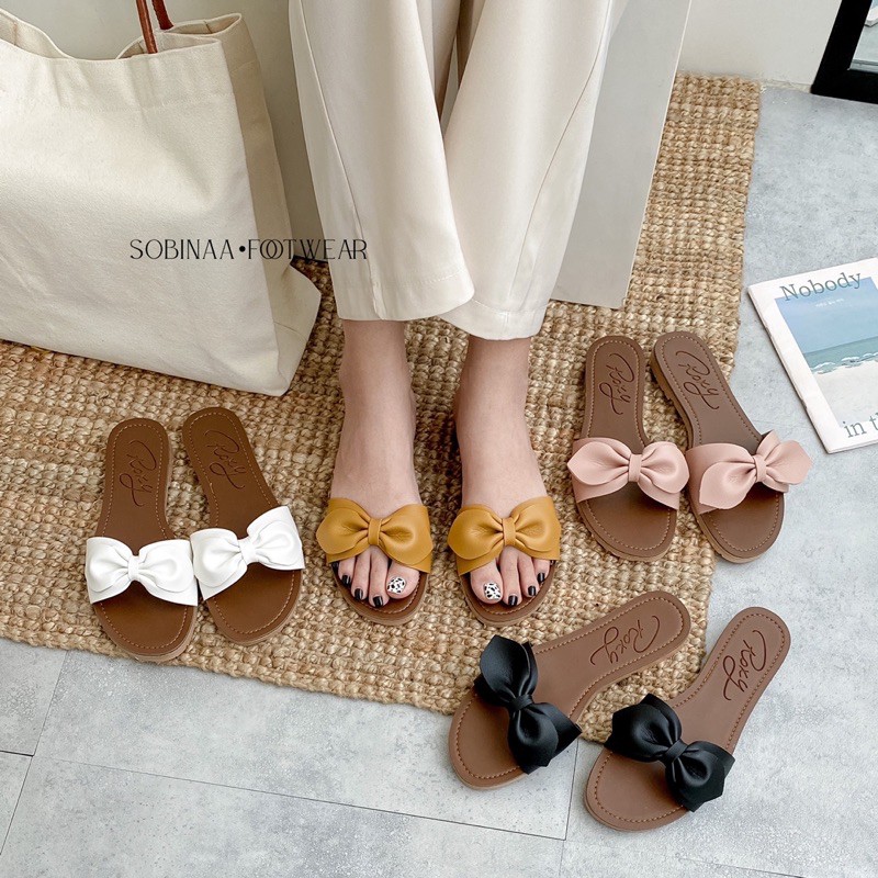 Dép nơ đế nâu siêu xinh