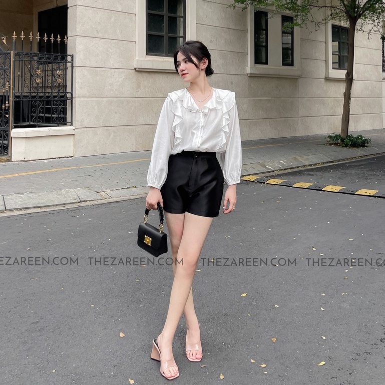 ZAREEN | QUẦN SHORT TAFTA ỐNG RỘNG ZAREEN SHO42 ĐEN