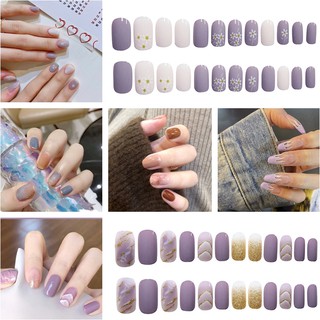 [Hàng mới về] Bộ 24 Móng Tay Giả Họa Tiết Hoa Cúc Dễ Thương