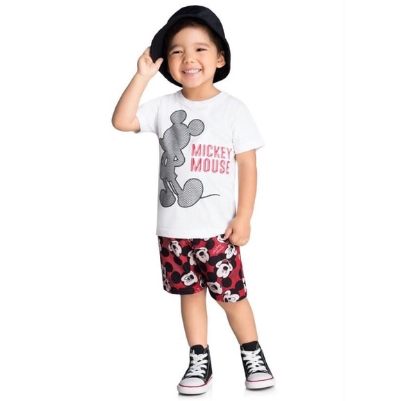 Bộ short Micky đỏ bé trai bé gái