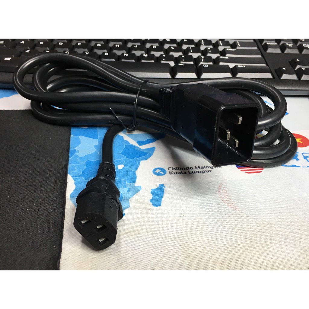 Dây nguồn C20 - C13, C20 to c13, Dây nguồn C20 , 16A - C13 ,10A, 250V, lõi đồng 3 x 1.5mm2, dài 2,5m chính hãng