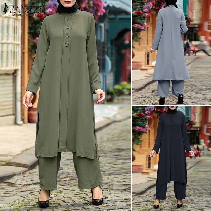 Zanzea Set Đồ Dài Xẻ Tà Phong Cách Hồi Giáo Thời Trang Cho Nữ