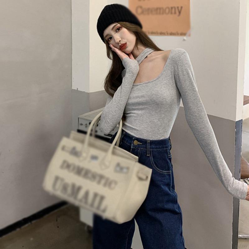 Áo thun nữ tay dài màu sắc trẻ trung quyến rũ