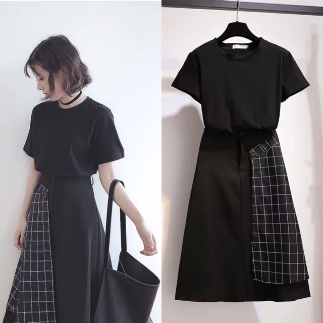{order bigsize,45-100kg}Sét Áo+Chân váy cách điệu phong cách