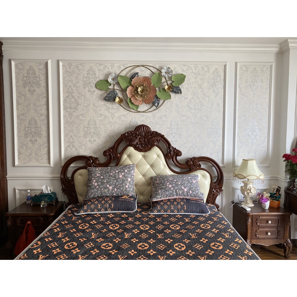 Tranh sắt treo tường nghệ thuật, trang decor trang trí hoa 2 vòng xanh lá đẹp cao cấp - 2150