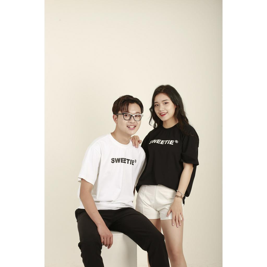 [IN TÊN YÊU CẦU] Áo Thun oversize SWEETIE IN 2 MẶT phông unisex vải COTTON giữ form, chống nhăn, áo đôi basic - LILA