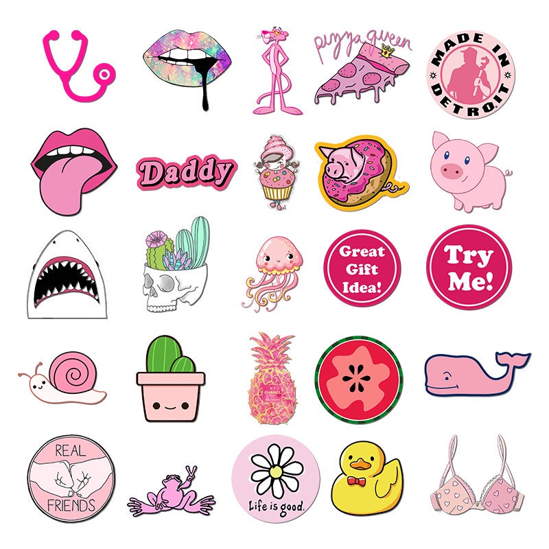 ❉ VSCO： Pink Romantic Series 01 - GirlGang Cozy Graffiti Stickers ❉ 50Pcs/Set Mixed Fashion DIY Luggage Laptop Skateboard Doodle Decals Stickers