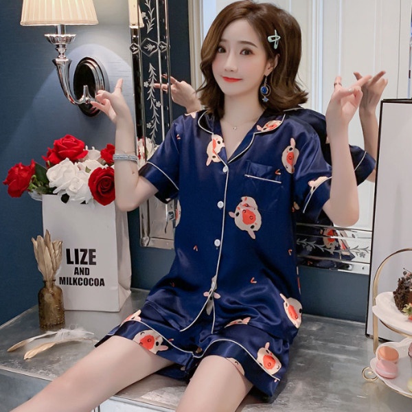 Bộ Đồ Ngủ Pyjama Cộc Tay Phối Họa Tiết - Hàng Quảng Châu Cao Cấp (BN4)