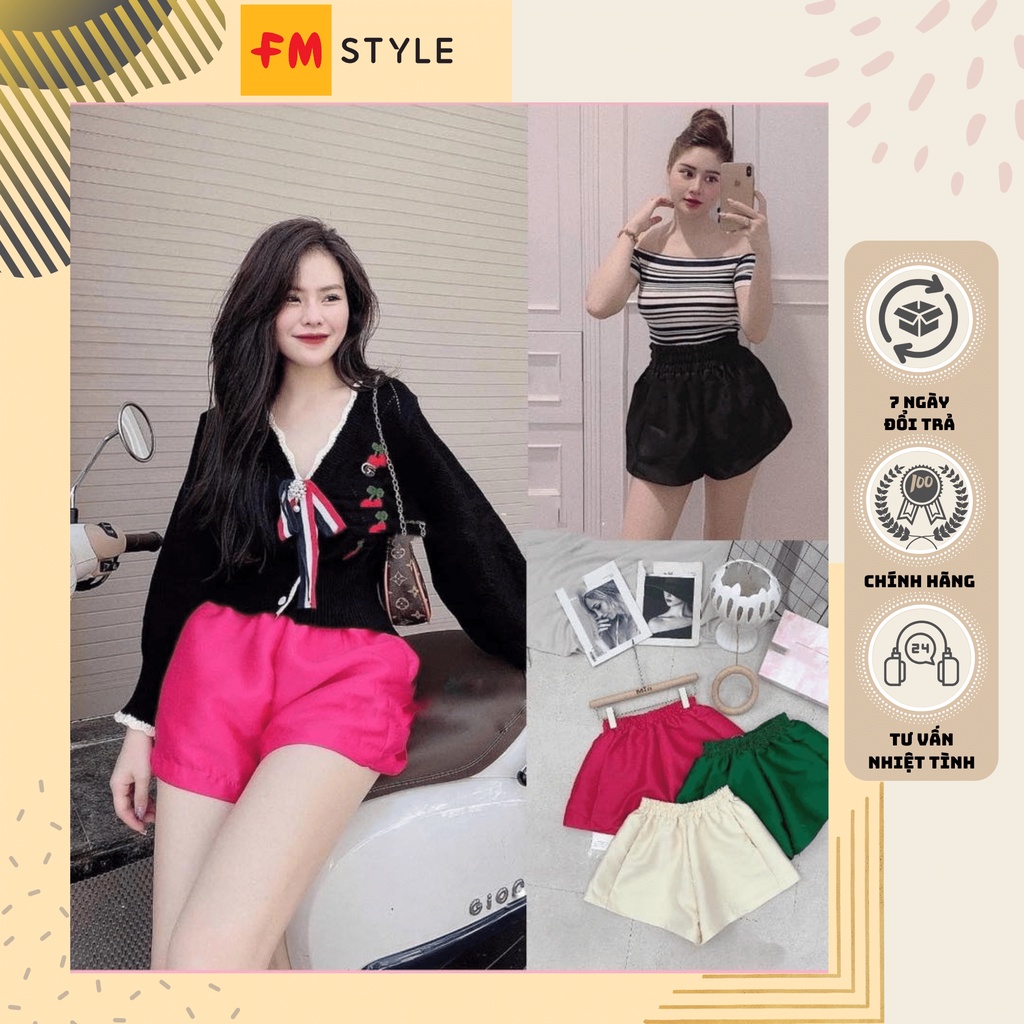 Quần đùi nữ mặc nhà lưng cao ống rộng fmstyle, quần short nữ phong cách hàn quốc | Fmstyle Shop 2203