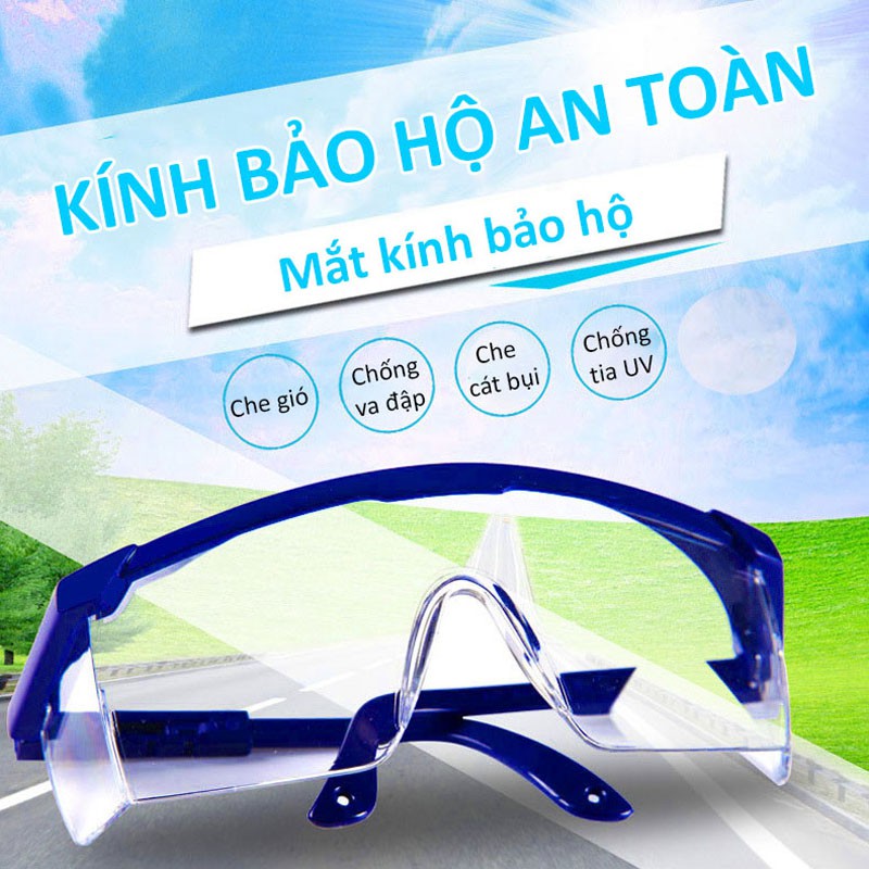 Kính bảo hộ MK-01 chống văng bắn vi khuẩn, chống tia UV giúp che gió che cát bụi, chống tia UV, chống va đập,(Màu đen)