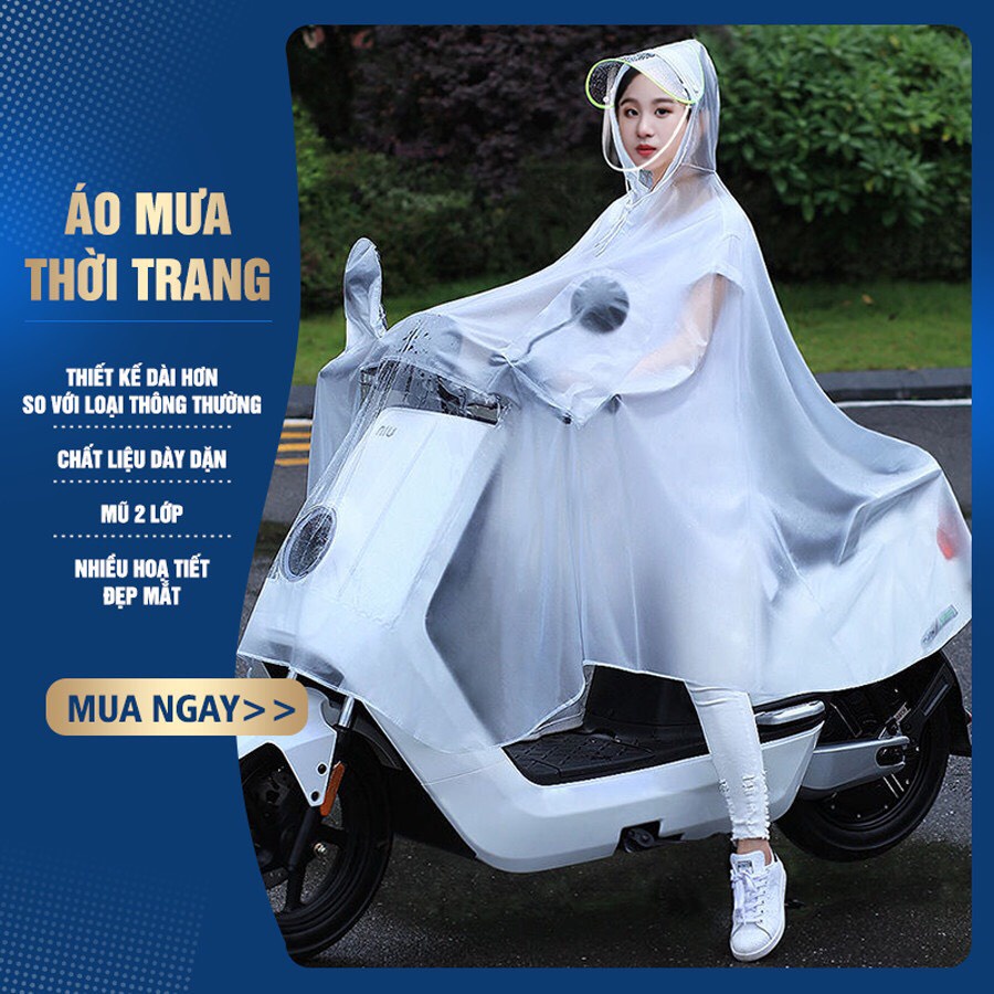 Áo mưa trùm cánh dơi vải dù 1 Người có kính trong suốt (chống mưa hắt, vải dù siêu bền) có phản quang, chất dày dặn