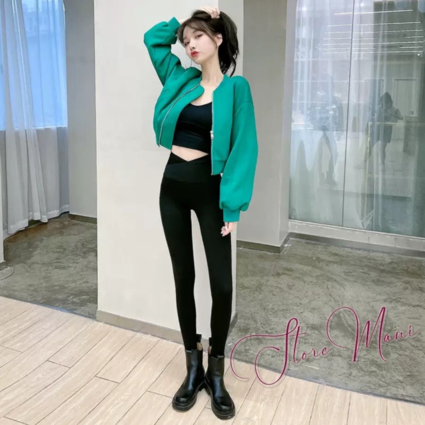 Quần legging nữ cạp cao viền đen vạt chéo gen bụng nâng mông dáng quần tregging dài ôm thun gân vải UMI co giãn tập gym