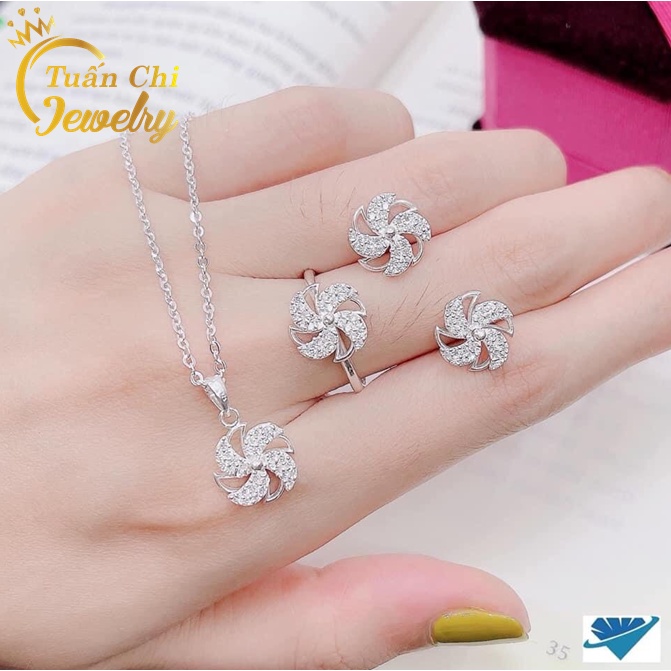 Dây Chuyền BạcBẠC ĐẸP Set Bạc Nữ Mẫu Mới, Trẻ Trung, Nữ Tính, Thiết Kế Hình Chong Chóng Mẫu Mới