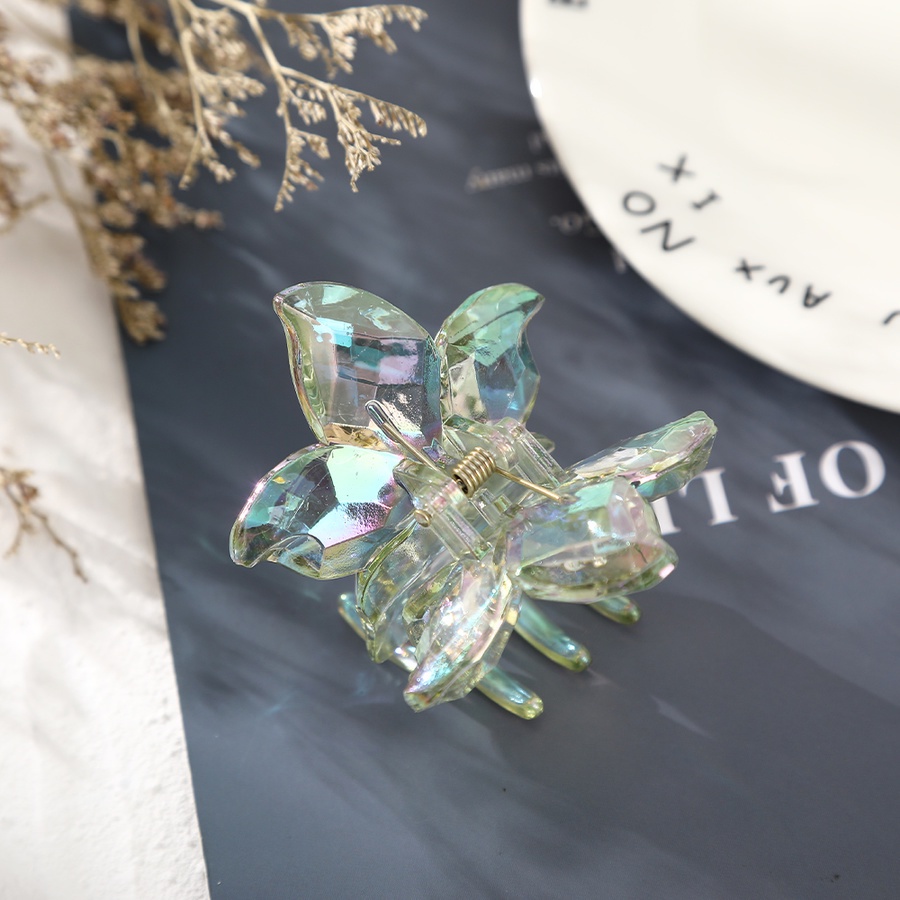 Kẹp Tóc Càng Cua Trong Suốt Bằng Nhựa Acrylic Hình Hoa Dễ Thương Phong Cách Hàn Quốc Cho Nữ