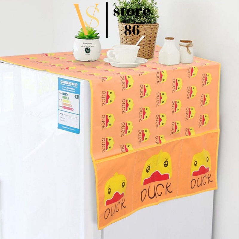 Tấm Phủ Vóc Tủ Lạnh Bạc Phủ Tủ Lạnh Chống Nuớc Chống Bụi Trang Trí Nhà, Có Ngăn Đựng Đồ