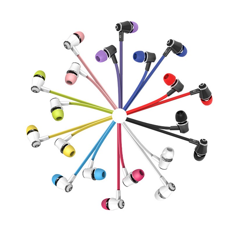 ⋐⋐ 3.5mm In Ear Headset Noodle Cable Earphone with microphone Gaming Stereo Earphones For mobile phone Samsung LG Huawei 【nuuo】