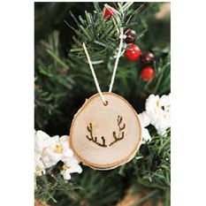 Set miếng gỗ tròn đục lỗ kèm dây treo phụ kiện Giáng Sinh Noel