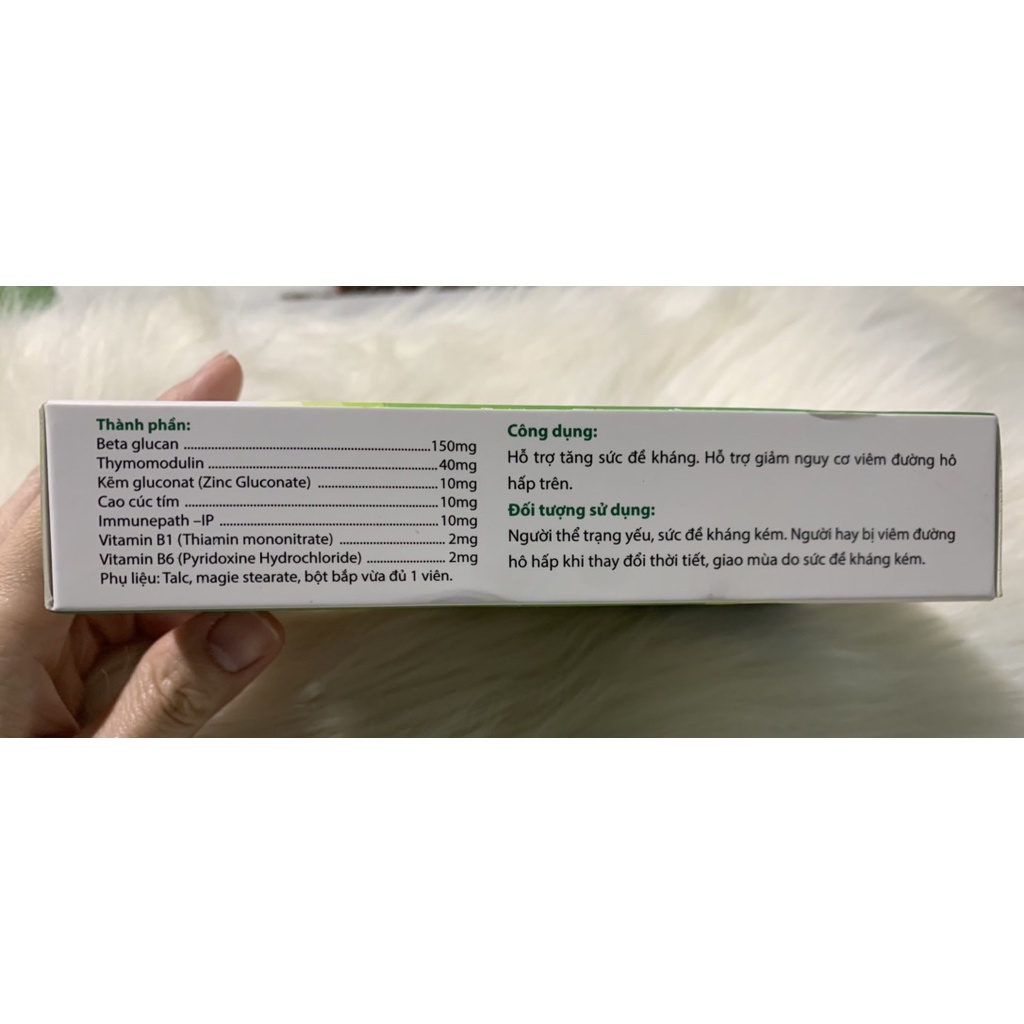 TĂNG ĐỀ KHÁNG MODULIN TABLE- Thymomodulin Beta Glucan- hộp 30 viên