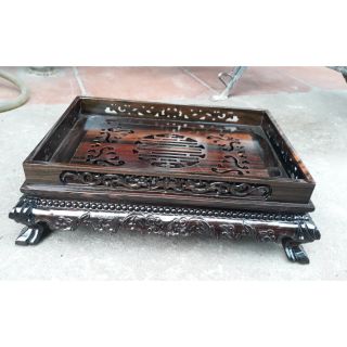 Khay trà chân quỳ nhỏ gỗ mun cực đẹp