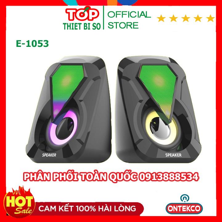 Loa vi tính cắm nguồn USB E-1053 để bàn cao cấp âm thanh siêu hay có đèn led 7 màu nháy theo nhạc Siêu đẹp