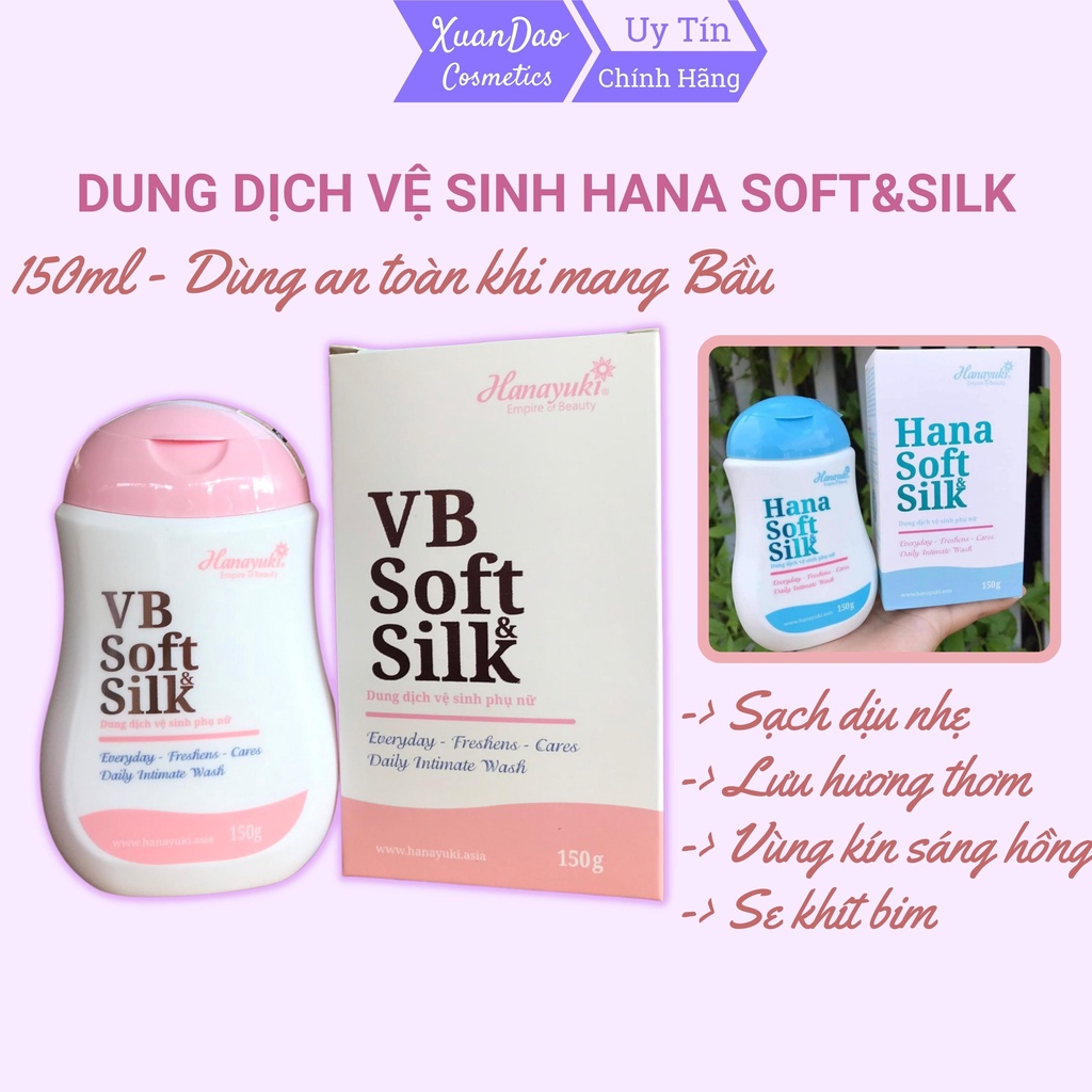 Ddvs phụ nữ, nam, dung dịch vệ sinh phụ nữ, Hana Soft Silk, Hanayuki 150ml, sạch khuẩn, giảm thâm