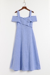 Đầm linen vai bẹt