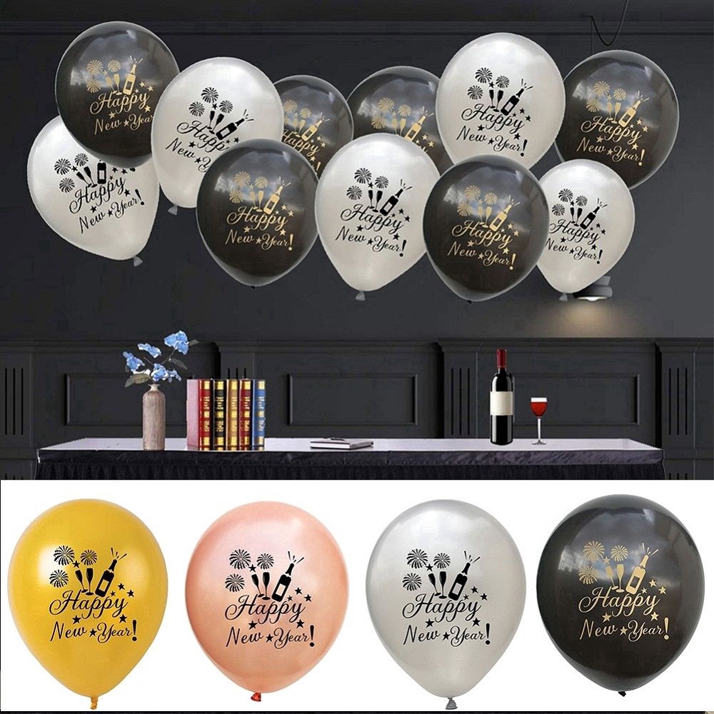 Set 10 bong bóng cao su latex 12 inch chúc mừng năm mới/tiệc tùng