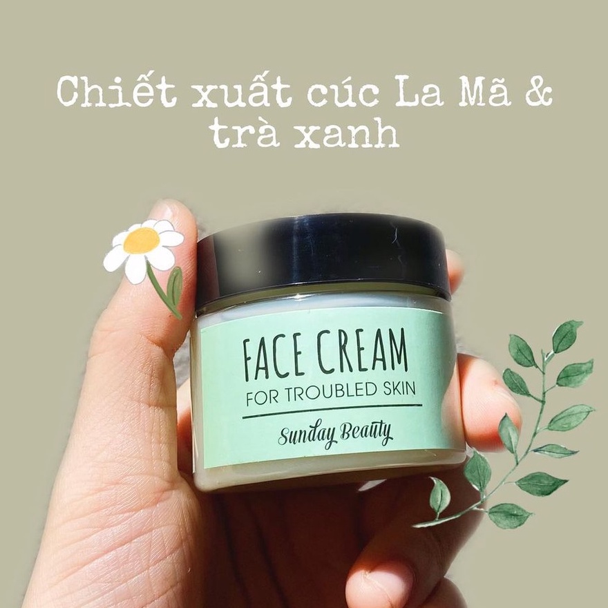 Kem dưỡng da mụn nhạy cảm, da dầu cấp ẩm giảm viêm giảm mụn thiên nhiên Face cream Sunday Beauty handmade