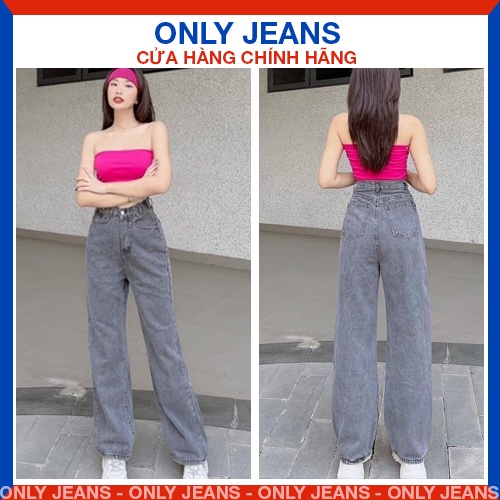 Quần Jean nữ ống rộng màu xám basic, chất bò dày dặn không nhăn không xù phong cách Hàn Quốc MS 5202