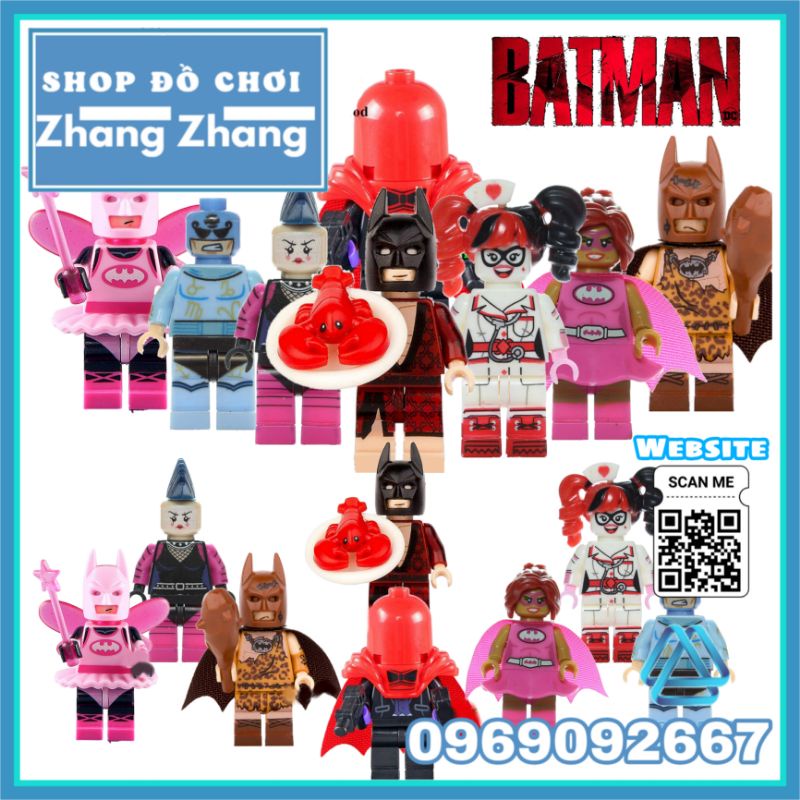 Đồ chơi Xếp hình Batman gồm Batgirl Redhood Mime - Harley Quinn - Zodiac Master Minifigures POGO PG124 131