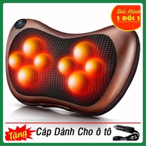 Gối Mát Xa Hồng ngoại 8 bi đa năng Tặng đầu cắm xạc ô tô