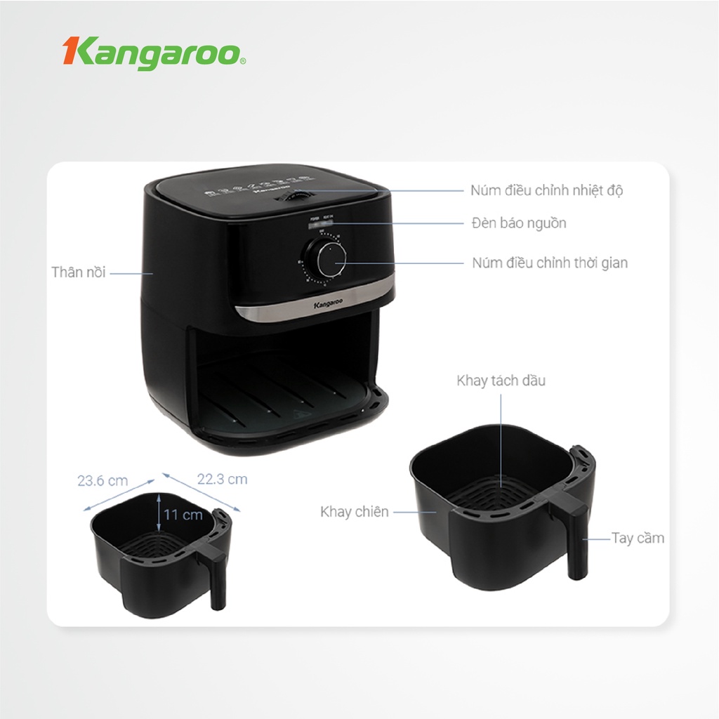 Nồi chiên không dầu 6L Kangaroo KG6AF1 - nồi cơ